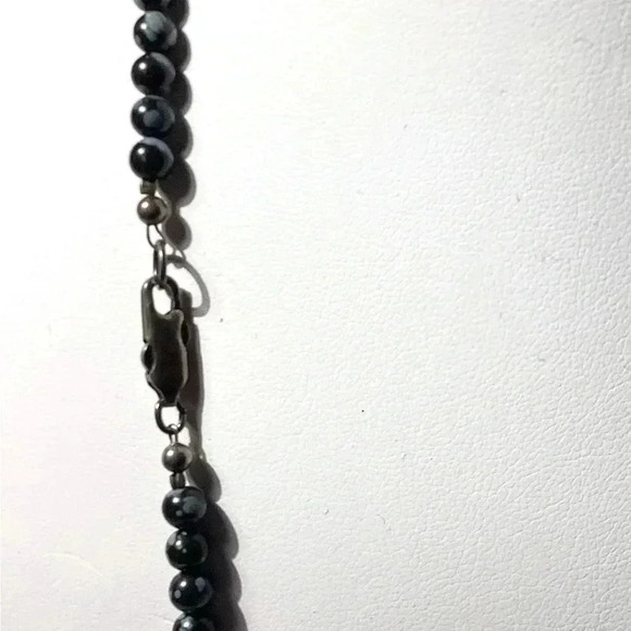 **RARE FIND**SNOWFLAKE OBSIDIAN NATURAL GEMSTONE NECKLACE - Picture 3 of 3